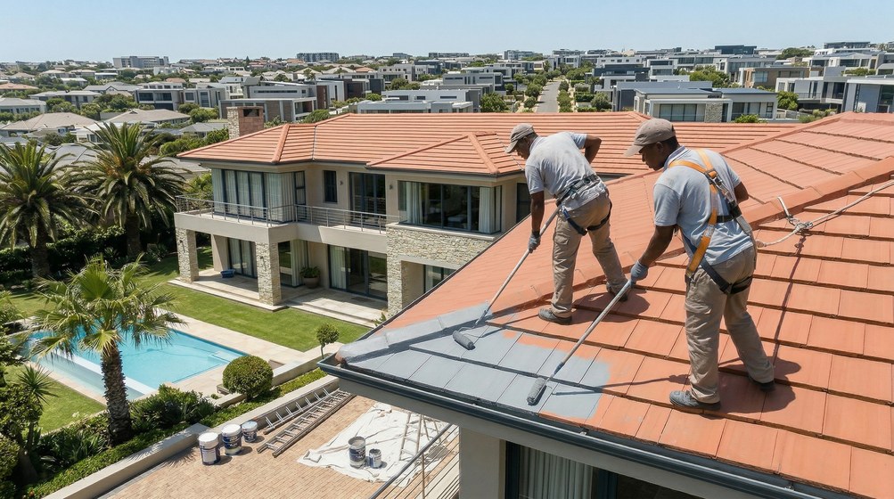 Corrugated iron roof painting on a Diep River property